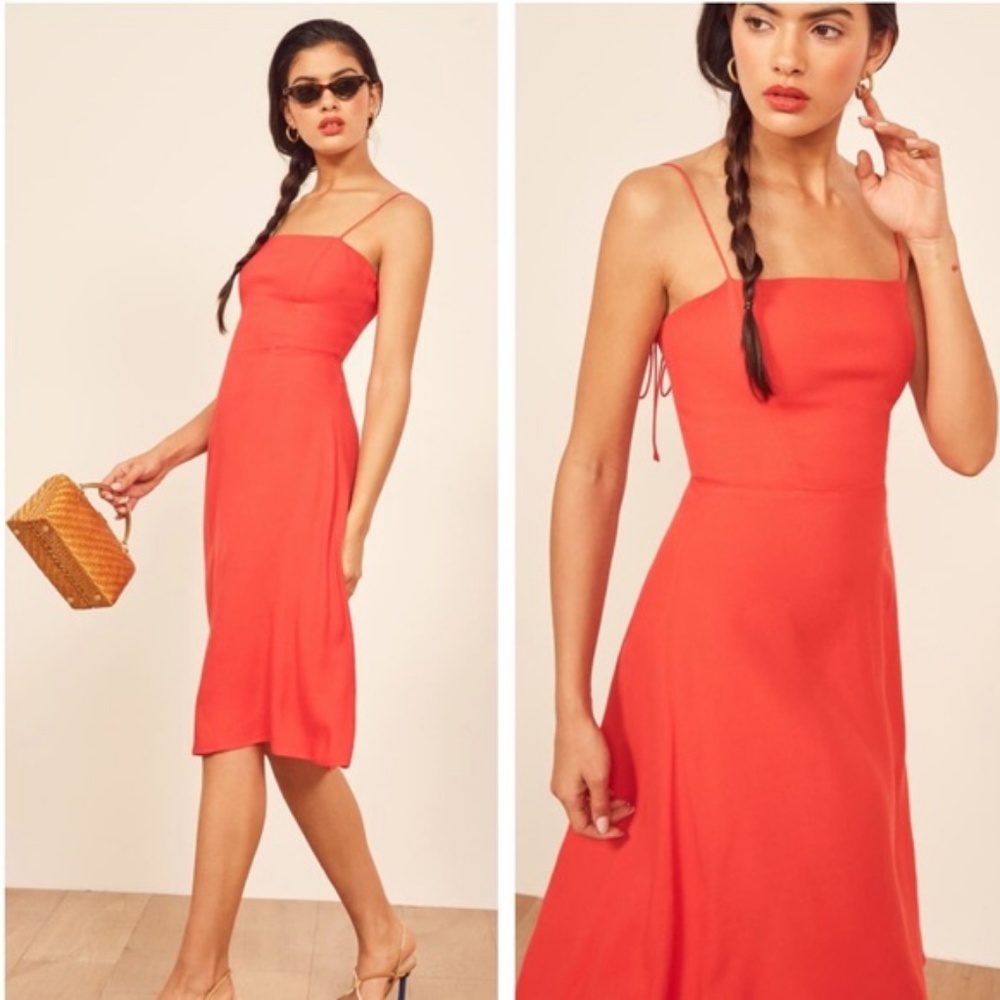 Reformation Peach Dress in Red